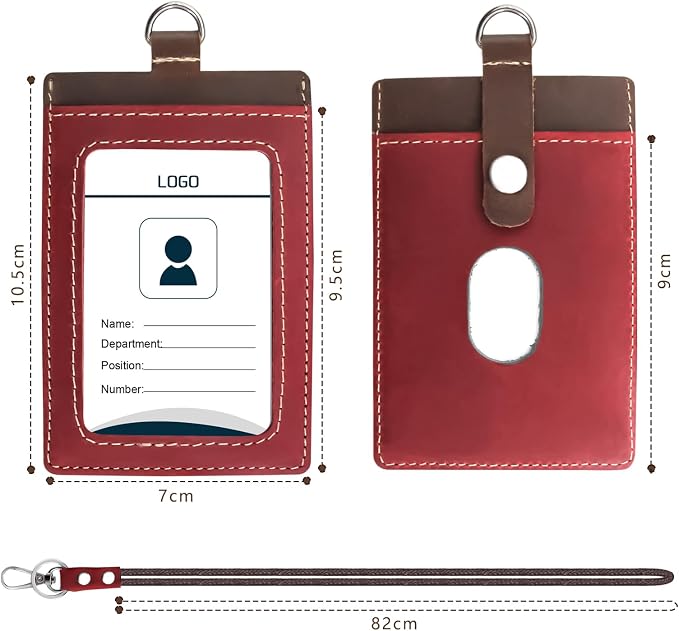 Badge Holder: Boshiho Cowhide Leather ID Badge Card Holder - Image 4