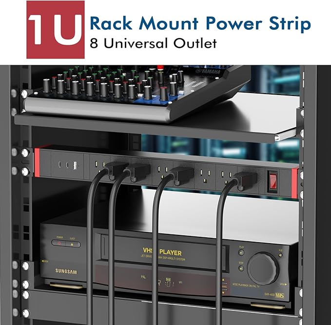 360° Rotating Mountable Power Strip with USB Ports, 8 Outlet Surge Protector Power Strips Wall Mount, Metal Heavy Duty Versatile Outlet with 6FT Power Cord,For Home Office Industrial Garage Commercial-DeskLoop Office