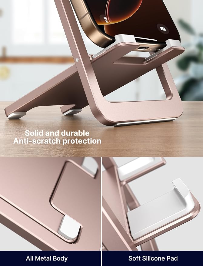 JSAUX Cell Phone Stand, Foldable Aluminum Adjustable Phone Holder - Image 3