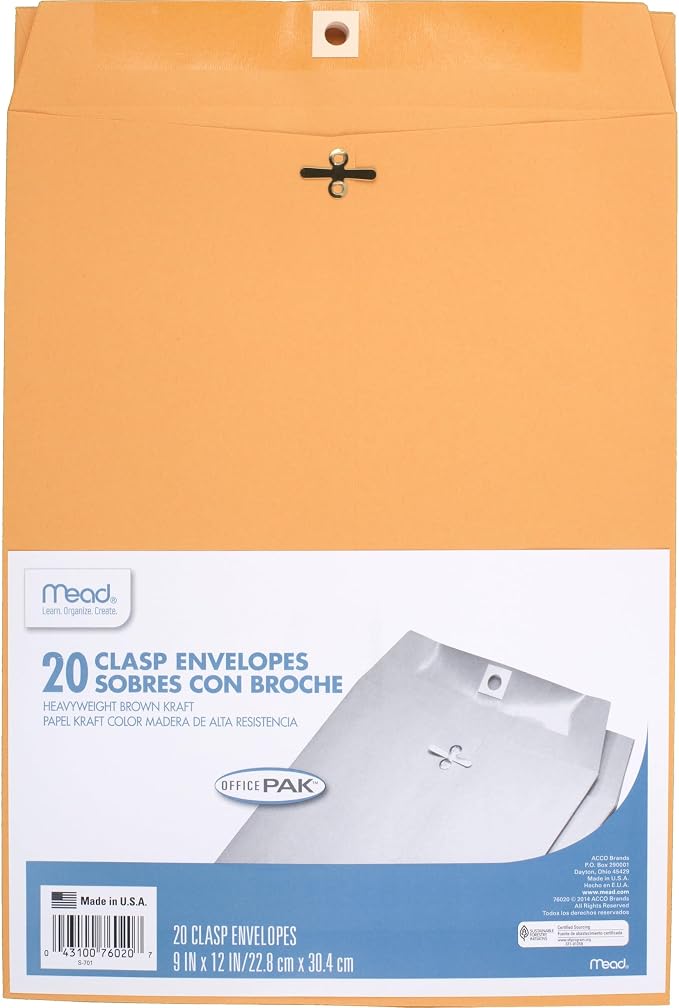 Mead Envelopes, Clasp Closure by Mead