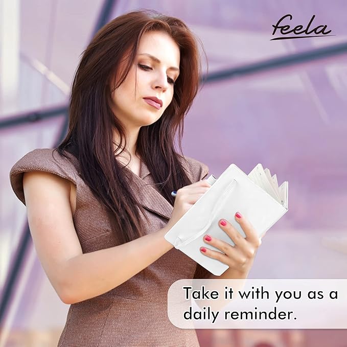 feela College Ruled Notebooks, 24 Pack Business Notebook Hardcover Lined Writing Journal with Pen Holder for Men Women Note Taking, with 24 Black Pens, 120 GSM, 5.1”x8.3”, A5, White-DeskLoop Office