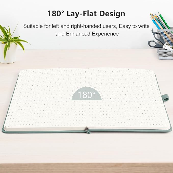 RETTACY Dotted Journal Notebook, 192 Pages, A5 Medium Size, Leather Hardcover - Image 6