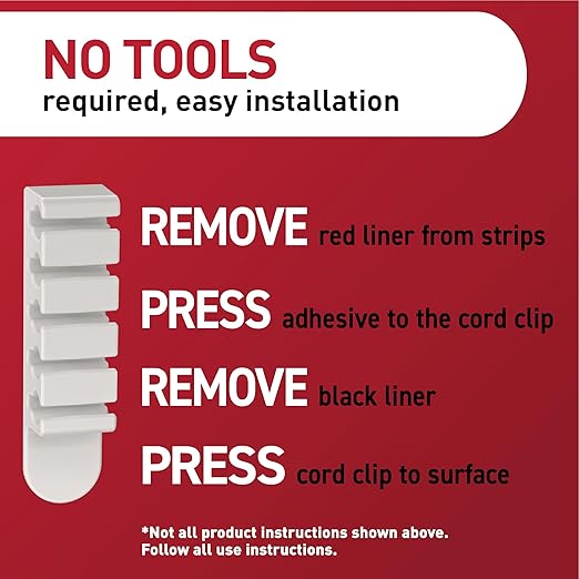 Command 5-Cord Clip Organizer, 4 Clips and 8 Medium Strips, 1 Clip Holds up to - Image 7
