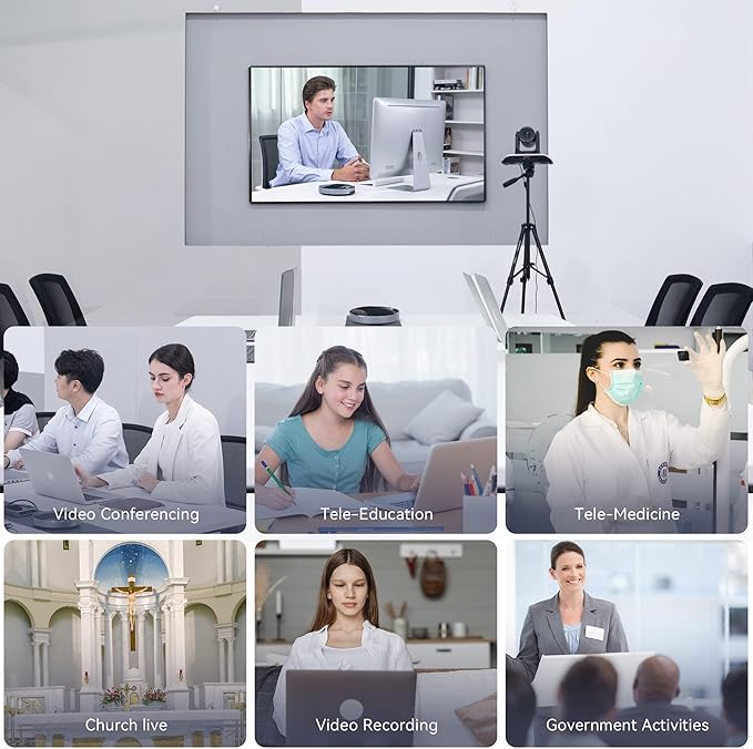 20x Zoom Conference Room Camera System TONGVEO All-in-1 Video and Audio Conferencing System 20X Optical Zoom USB3.0 HDMI PTZ Camera and Conference speaker with microphone Bundle for large Meeting Room-DeskLoop Office
