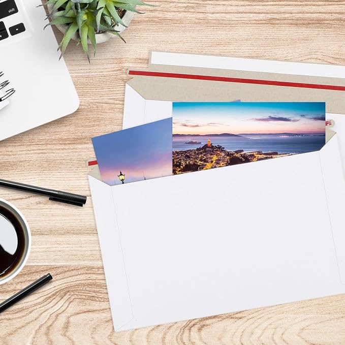 zmybcpack 100 Pack 6.3x9.8 inch Rigid Mailer Self Seal Photo Document Mailers - Image 5