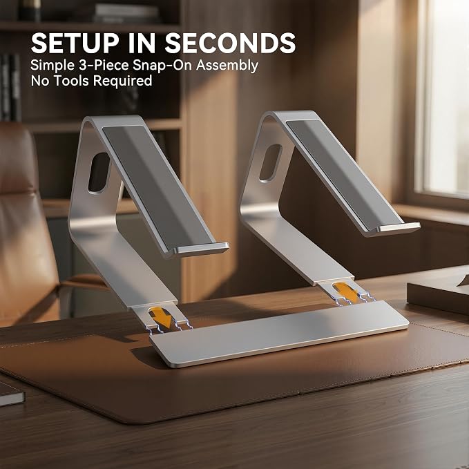 SOUNDANCE Laptop Stand, Aluminum Computer Riser, Ergonomic Laptops Elevator - Image 6