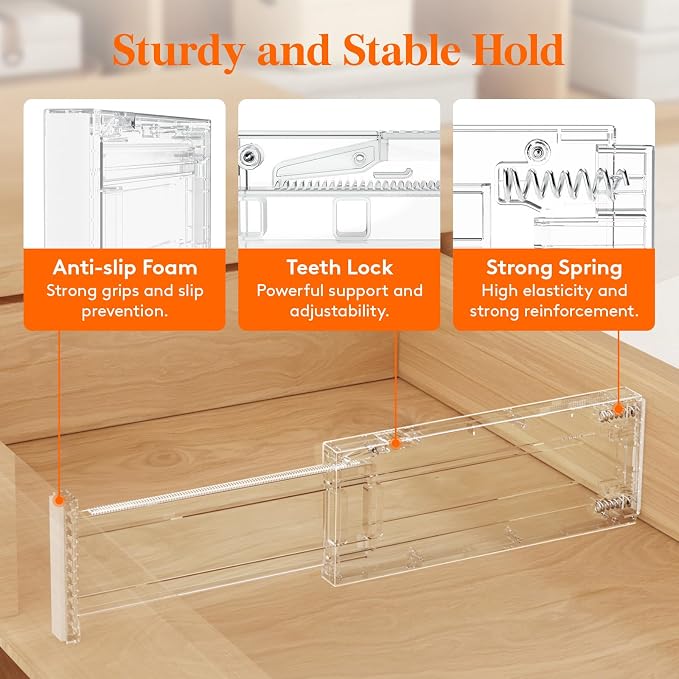 Lifewit 12 Pack 4" High Drawer Dividers 28-43.5cm/11-17" Adjustable Drawer - Image 3
