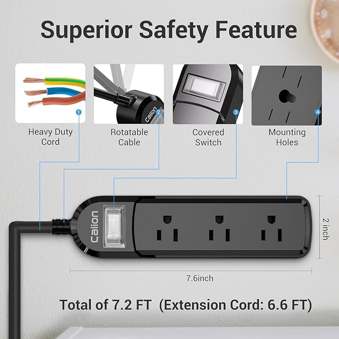 IPX6 Outdoor Power Strip Weatherproof, Waterproof Surge Protector with 3 Wide Outlet 12FT Long Extension Cord, Wall Mountable for Outside Decorations and More UL Listed(Black)-DeskLoop Office