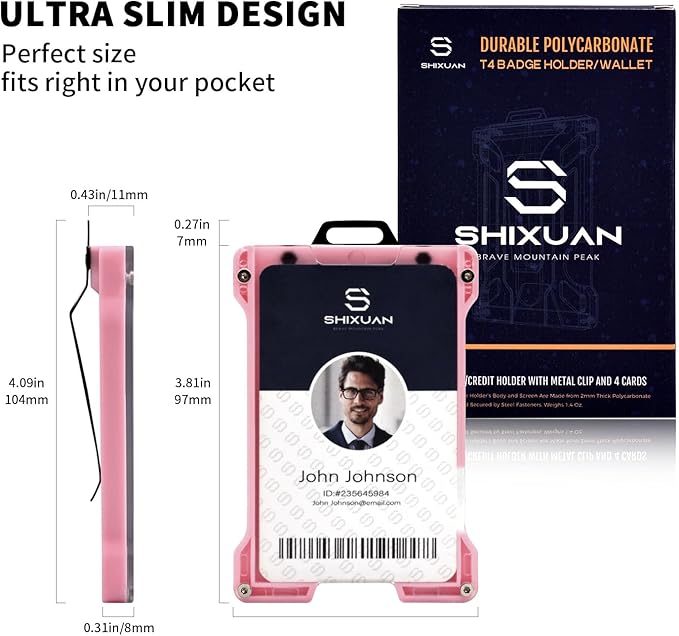 ID Badge Holder with Retractable Clip, Credit Card Holder, Keychain Wallet - Image 3