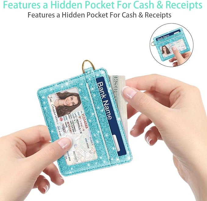 Slim Credit Card Holder Glitter Leather Small Wallet Women Thin Cards Holders - Image 5