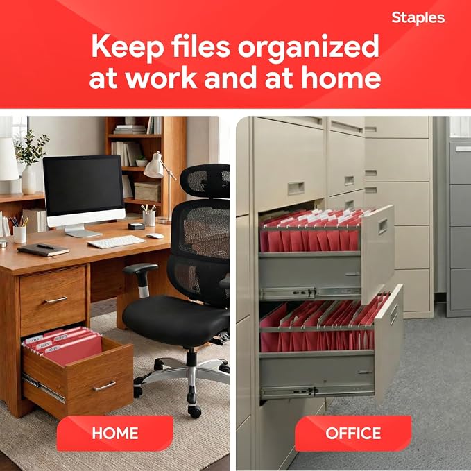 Staples Hanging File Folders, Letter Size, 1/5‑Cut Tabs, Tear‑Resistant Durable - Image 6