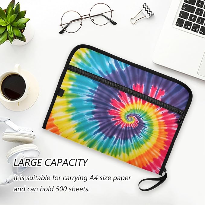 Expanding File Folder Tie Dye Rainbow Swirl Accordion File Organizer 13 Pockets - Image 5