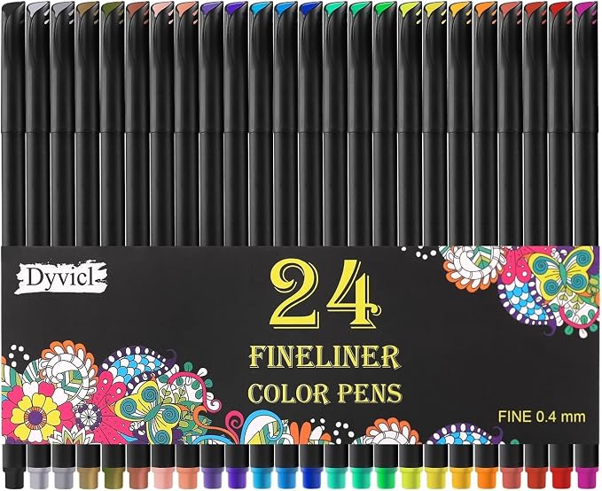 Dyvicl Journal Planner Pens Colored Pens, 24 Colors 0.4mm Fineliner Pen Set by Dyvicl