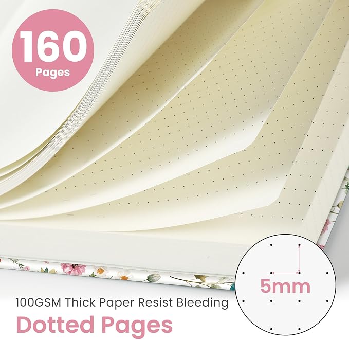 Taja Dotted Journal Notebook for Women & Men, Hardcover Leather Journal for - Image 2