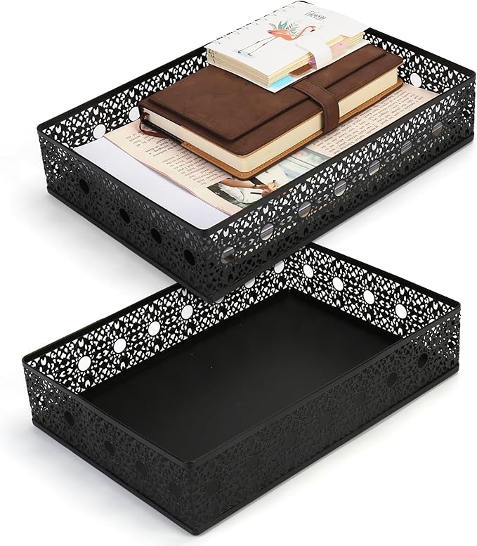 Desk Drawer Organizer, A4 Large Metal Mesh Desk Organizer Tray, Carved Hollow by EsOfficce