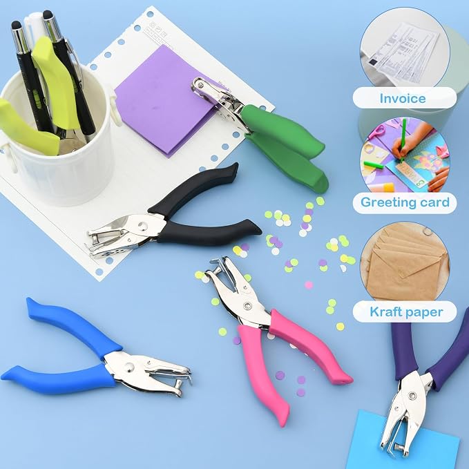 Chumia 12 Pieces Single Hole Punch Handheld 1/4 Inch Hole Paper Punch - Image 6