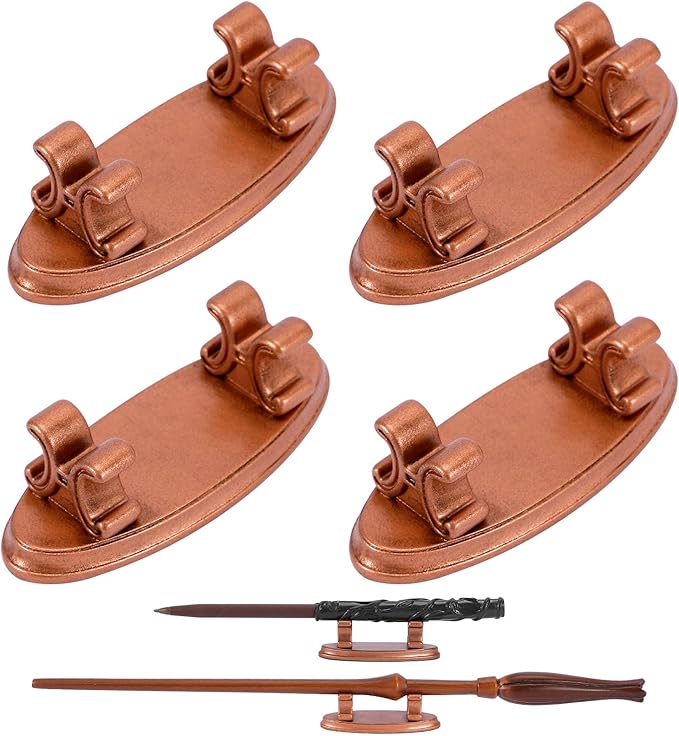 4PCS Resin Pen Holders Wizard Magic Wand Display Stands Mini Holders for Pencil Desk Decor Collection, 2.8'' L×1.1'' W× 0.9'' H, Rosegold-DeskLoop Office
