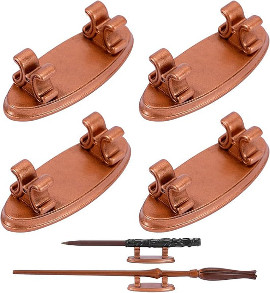 4PCS Resin Pen Holders Wizard Magic Wand Display Stands Mini Holders for Pencil Desk Decor Collection, 2.8'' L×1.1'' W× 0.9'' H, Rosegold-DeskLoop Office