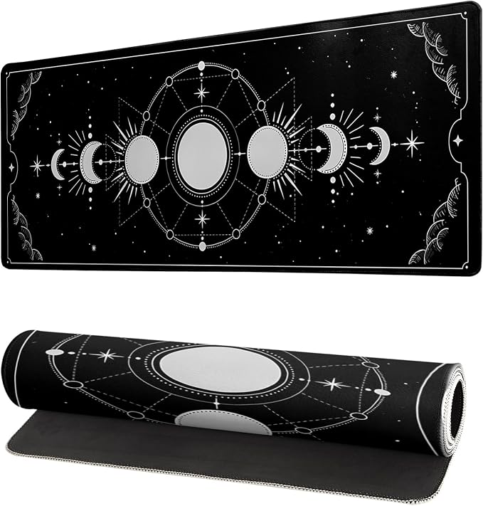 Sun Moon Gaming Mouse Pad Black Large Mouse Pad by Siski