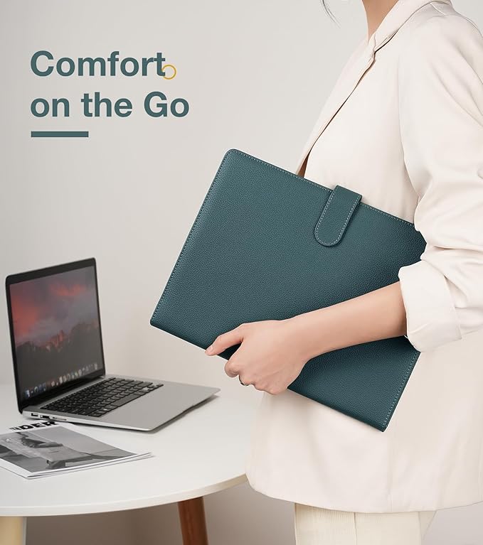 Clipboard Folder Padfolio A4, Mymazn Writing Portfolios Faux Leather Clipboards with Cover for Legal Pad Holder Letter Size 8.5 x 11 for Business Conference Notepad Clip Board (Gray Green)-DeskLoop Office