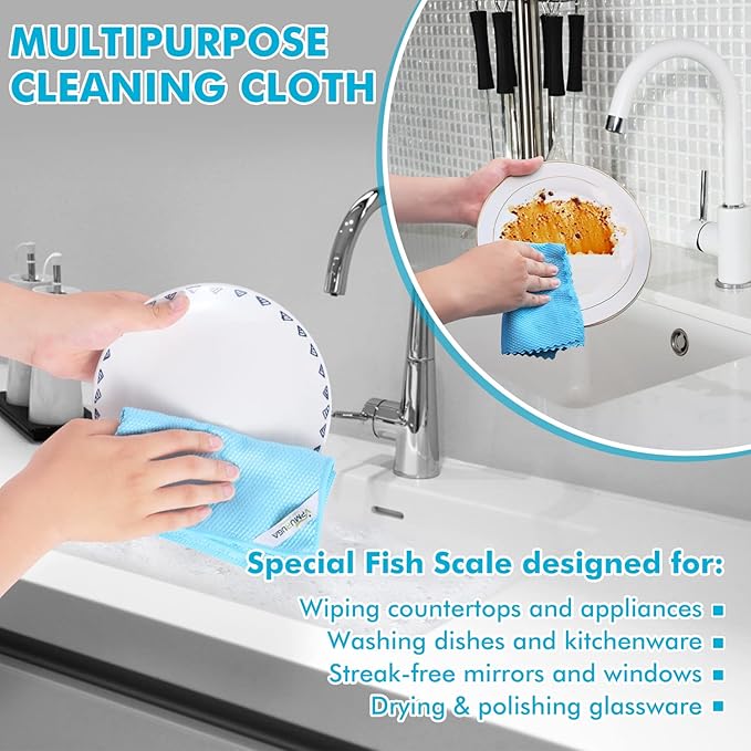 Easy Clean Streak Free Glass Cleaning Miracle Microfiber Cleaning Cloth for Kitchen,Counter,Window,Mirror Lint Free Dish Drying Cloths Glass Polishing Rag,All-Purpose,Reusable,Nanoscale Pack of 6-DeskLoop Office