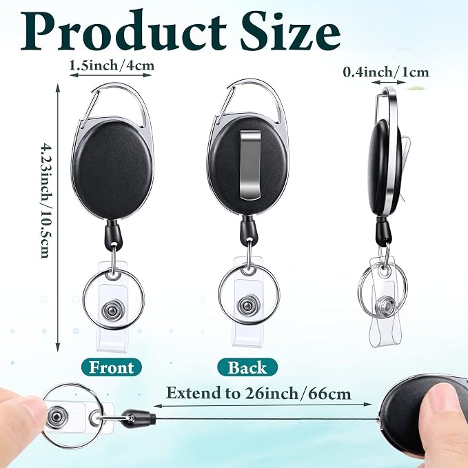 Laumoi 80 Pcs Retractable ID Badge Holder Name ID Badge Reel Clips Keychain Bulk - Image 2