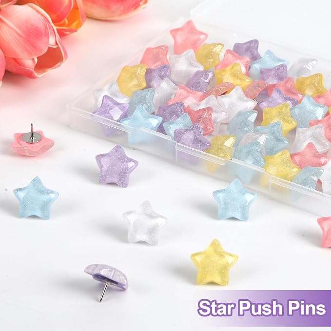 JANYUN 60Pcs Decorative Star Push Pins - Image 7