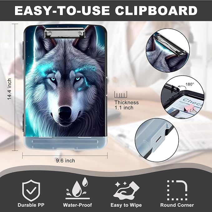 Clipboard with Storage, Heavy Duty Plastic Storage Clipboard with Low Profile - Image 3