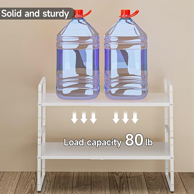 jkxoo 16.5-27’’L Expandable Kitchen Shelf Organizer, Stackable Shelves Organizer - Image 3