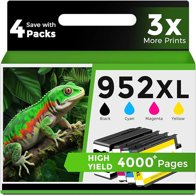 952XL Ink Cartridges Combo Pack Compatible for HP 8710 7740 Printer for HP 952 XL Black Color for HP952 OfficeJet Pro 8720 8725 8210 8715 8702 8740 7720 8730 8216 8700 Black Cyan Magenta Yellow 4 Pack-DeskLoop Office