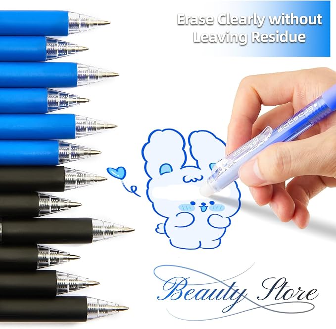 12Pcs Retractable Erasable Gel Pens Clicker, Fine Point 0.7mm Smooth Writing - Image 4
