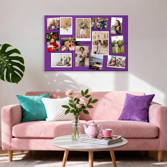 MaxGear Felt Bulletin Board 48" x 36", Violet Felt Wall Tiles Wall Decor | - Image 8