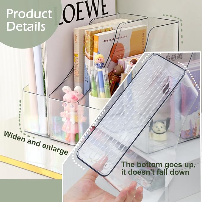 2 Pack Vertical File Holder Clear PET Desk Organizer and Storage Bins Holding - Image 3