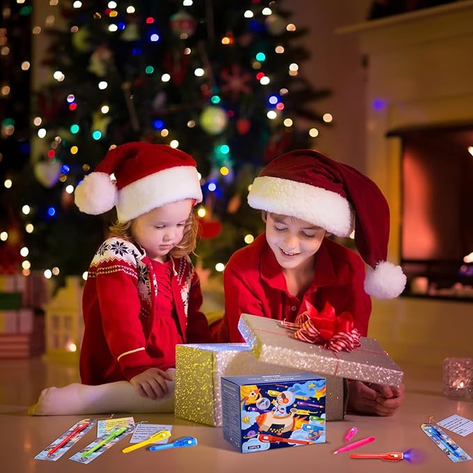 Invisible Ink Pens Gifts Cards. 24 Pack Spy Pen invisible pens with uv light for kids, Magic Pen for Secret Message, Birthday Party,Christmas, and Halloween Goodies Bags Toy(24PCS+Gifts Cards)-DeskLoop Office