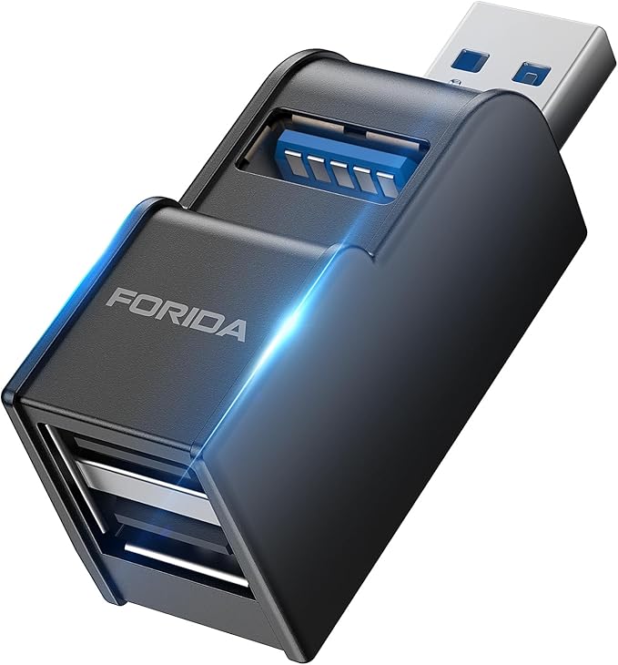 FORIDA 3 Ports USB 3.0 Adapter, USB Hub with 1 USB 3.0 and 2 USB 2.0 Ports, Portable USB Port Splitter for Keyboard, Mobile Hard Disk, U Disk, Camera, Mouse, etc (Black)-DeskLoop Office