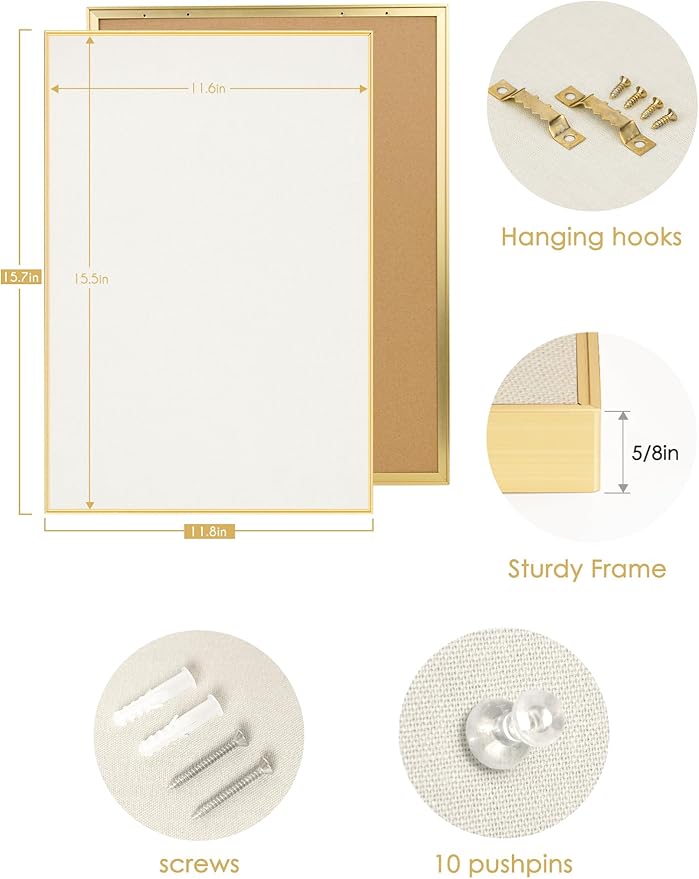 lightomorrow Bulletin Board 16 x 12 inches, Oatmeal White Pin Board - Image 6
