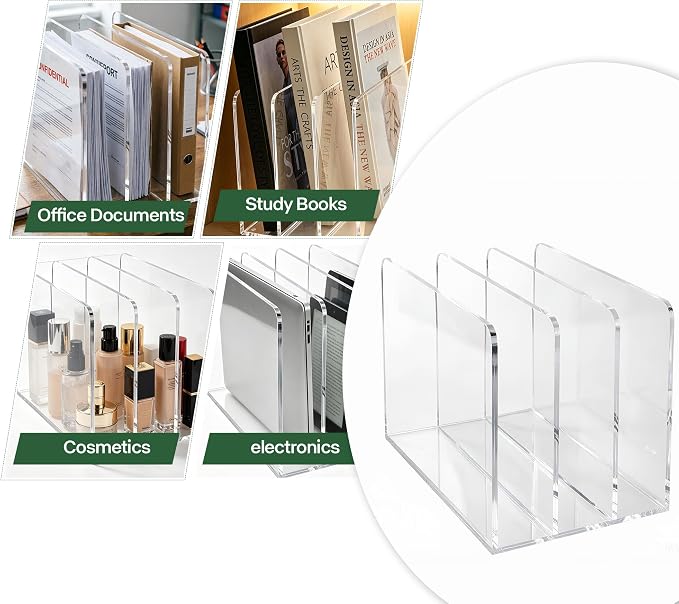 Acrylic Magazine File Holder, 3-Section A4 Desk Organizer | Fits A4 documents - Image 7