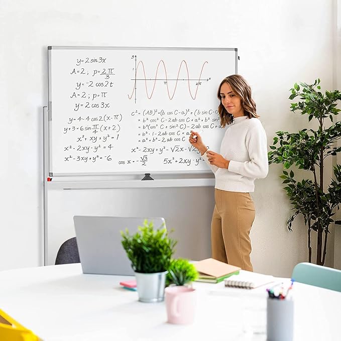 Maxtek Rolling White Board on Wheels 48x32 inch Double Side Magnetic Dry Erase - Image 6