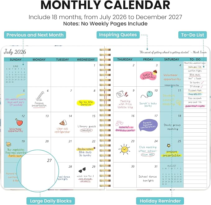 Monthly Planner 2026-2027, Aesthetic 2 Year Months Planner Calendar, 18-Months - Image 2