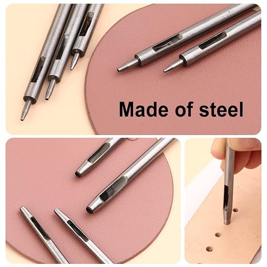 10 Pcs Leather Hole Punch Tool Set, 0.5mm-3.5mm Round Belt Hole Puncher - Image 8