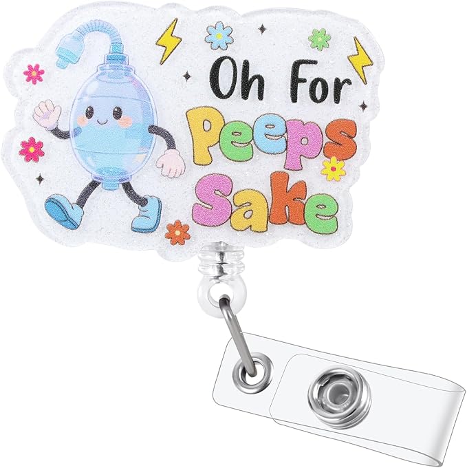 Oh for Peeps Sake Funny Nurse Badge Reel, Cute Ambu Bag RT Retractable ID Badge by Unknown