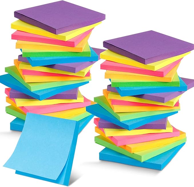Leinuosen 102 Pack Sticky Notes 3 x 3 Inches Cute Sticky Notes Bright Colors Self Stick Pads Memo Easy to Post for Home Desk Office Notebook, Message Reminder, Stationary Supplies Office Supplies-DeskLoop Office