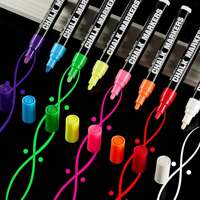 SILENART Chalk Markers Pink 8 Pack - Vibrant Chalkboard Marker for Blackboard Dry Erase Board Windows Glass Mirror Menu Board-DeskLoop Office