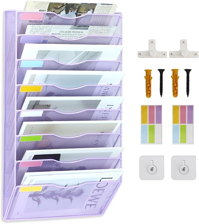 8 Pockets Mesh Wall File Holder Organizer Office Hanging File Folder Magazine by ideallife