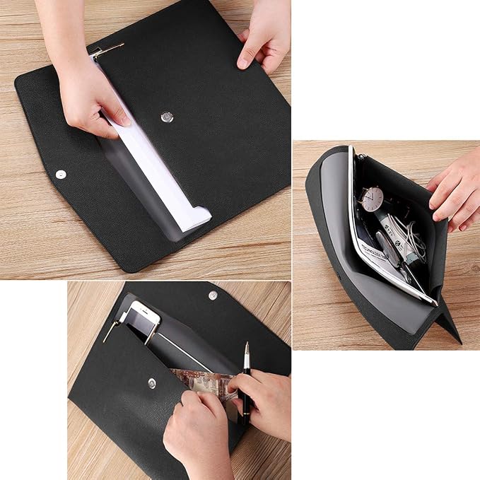 PU Leather A4 File Folder Document Holder Waterproof Portfolio Envelope Folder - Image 5