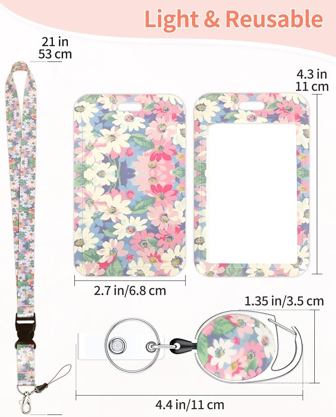 Uniclife Floral Sliding Badge Holder Wild Flower Plastic Case - Image 3
