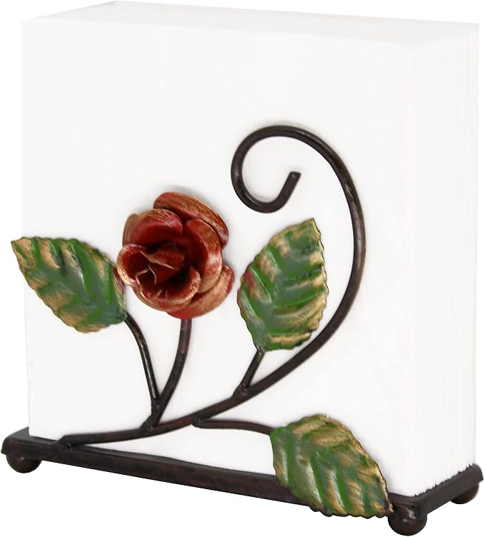 OwlGift Multicolor Napkin Holder – Rose Design Metal Napkin Storage - Image 8