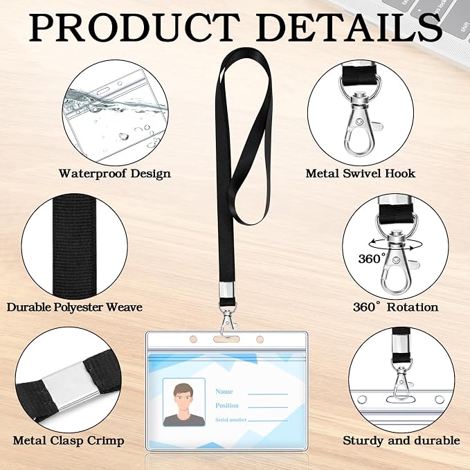 30 Pack Name Tag Lanyards with Id Holder - Image 2