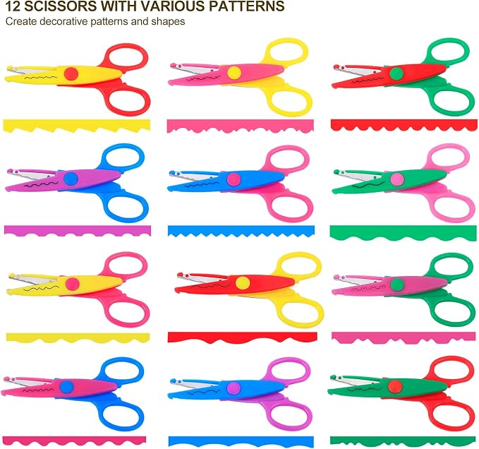 UCEC Craft Scissors Decorative Edge, 12 Pack, Bright Zig Zag Scissors | - Image 3