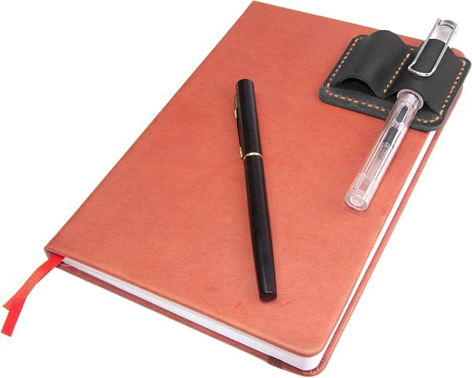 Handmade Leather Pen Holder Clip Notebook Pen Loop Stylish, notebook pen pencil - Image 4